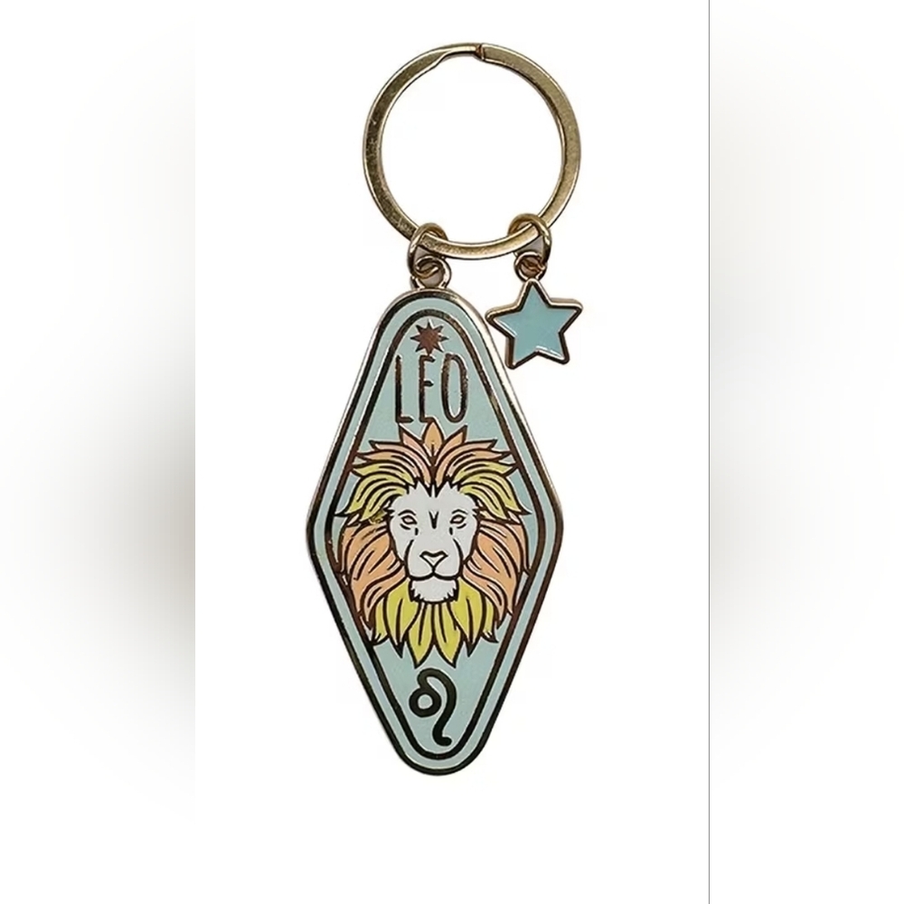 Leo Zodiac Keychain with Star Charm